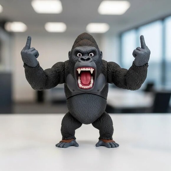 Resin Gorilla Funny Middle Finger Sculpture Decoration for Home Office Desk - Picture 1 of 6